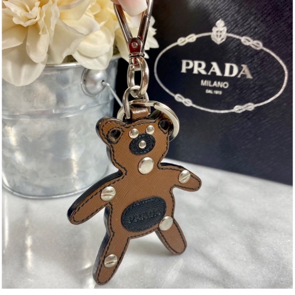Authentic Prada Brown Bear Saffiano Trick Bag Charm - Picture 6 of 13